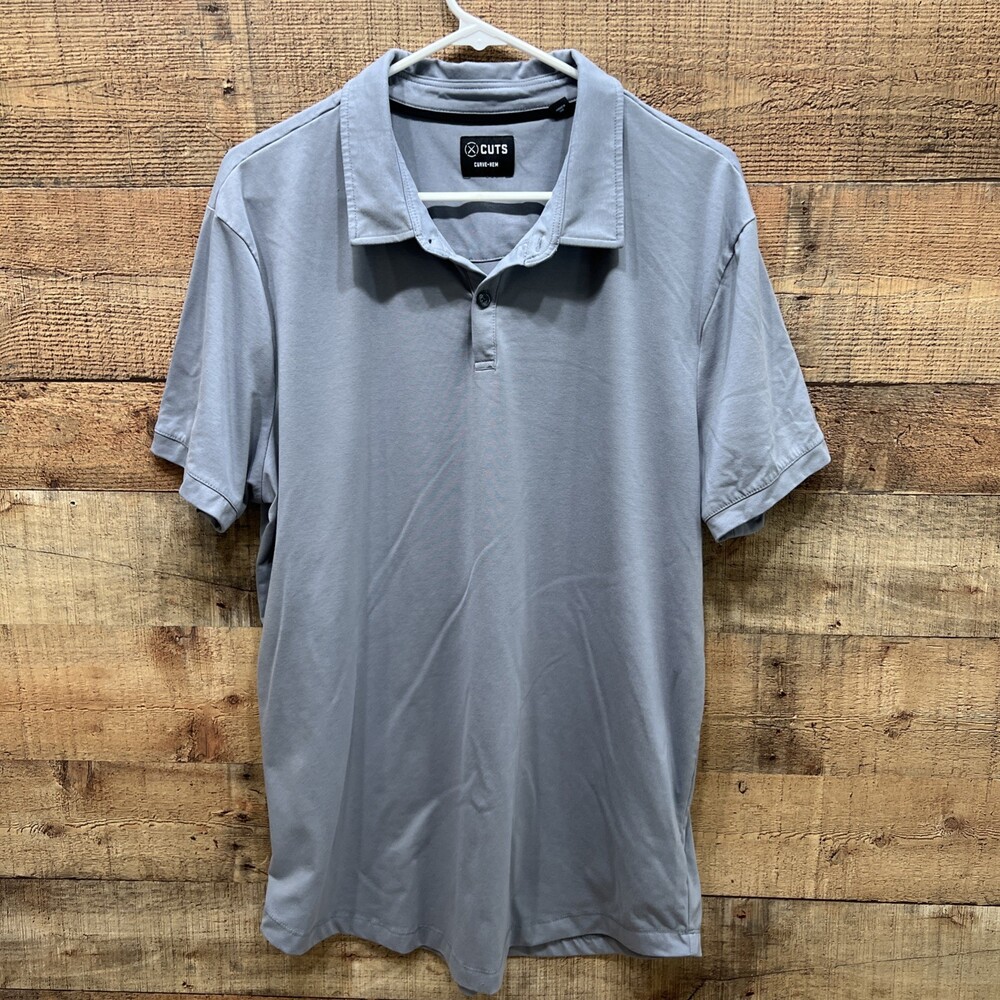 Cuts Curve Hem Mens Gray Polo Collared Shirt Size XXL